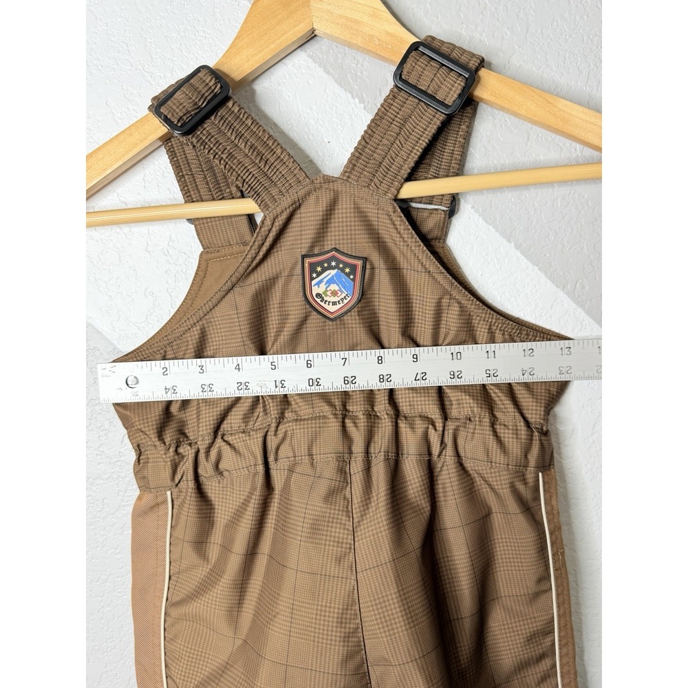 Obermeyer Worker Bib Pant Boys 4 Brown Plaid Insulated Snow Ski Bib I-Grow - Picture 13 of 15
